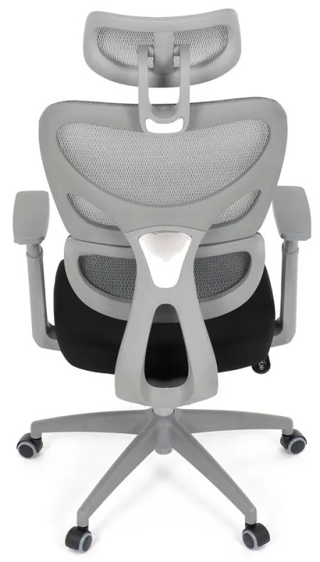 Kancelárska ergonomická stolička GRANT II — sieť, látka, sivá