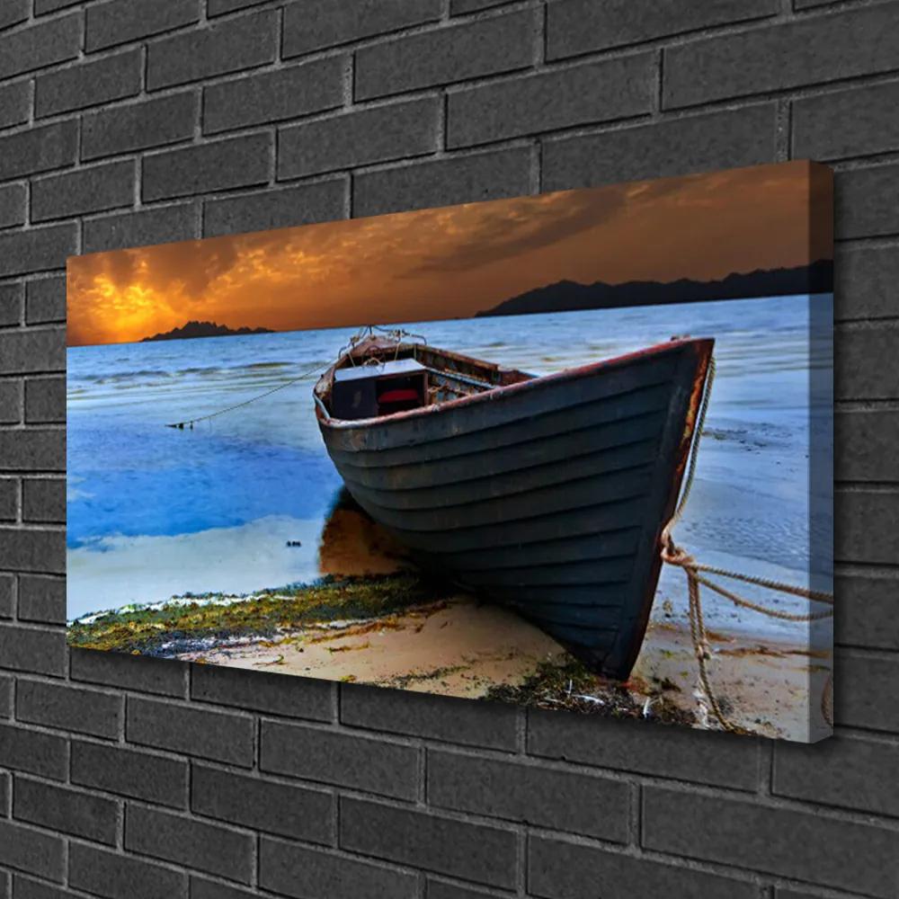 Obraz Canvas Loď more pobrežie pláž 120x60 cm