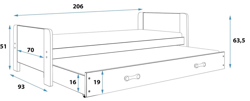 Detská posteľ DAREK 80x200 cm - biela