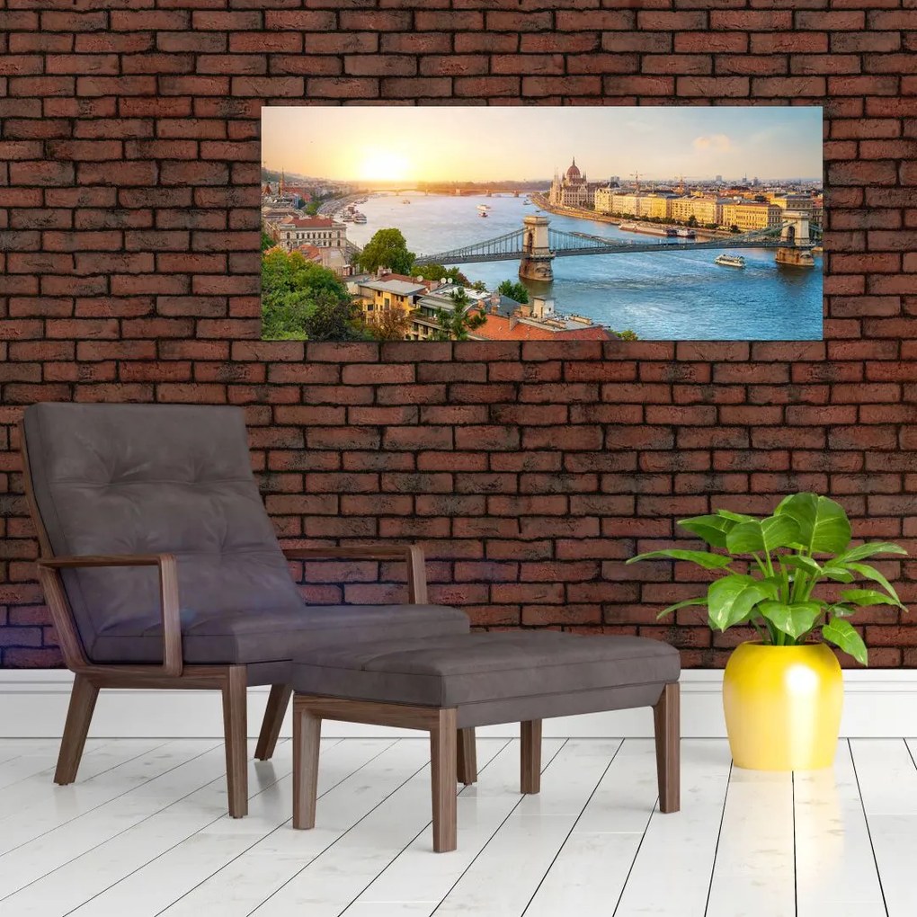 Obraz mesta Budapešť s riekou (120x50 cm)