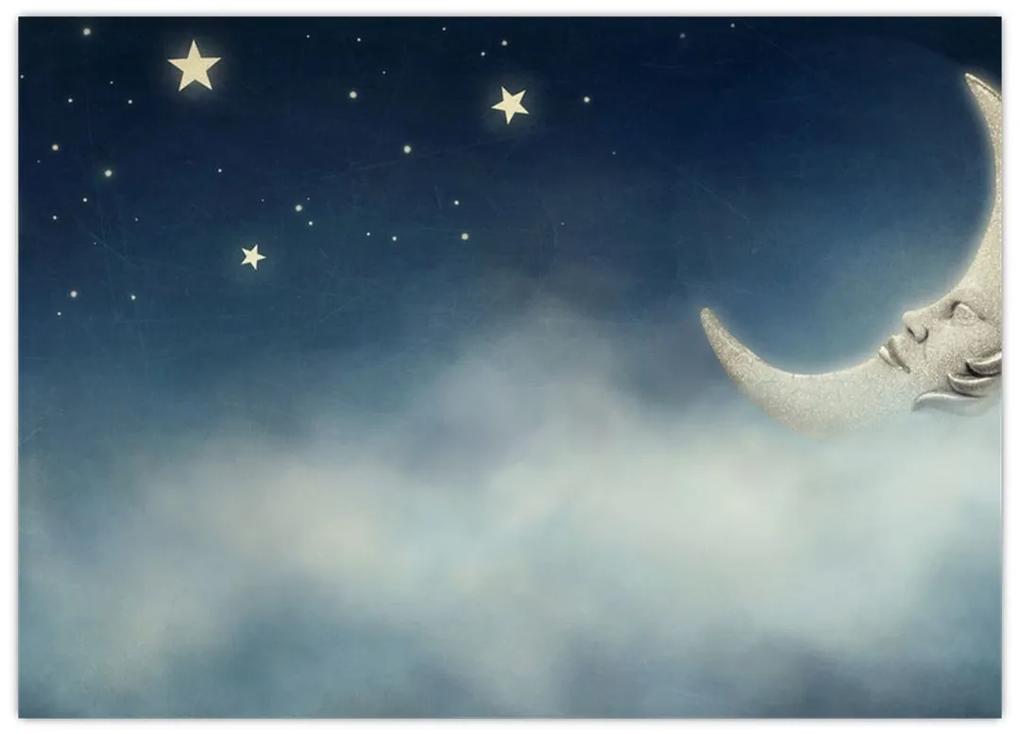 Obraz - Mesiac s hviezdami (70x50 cm)