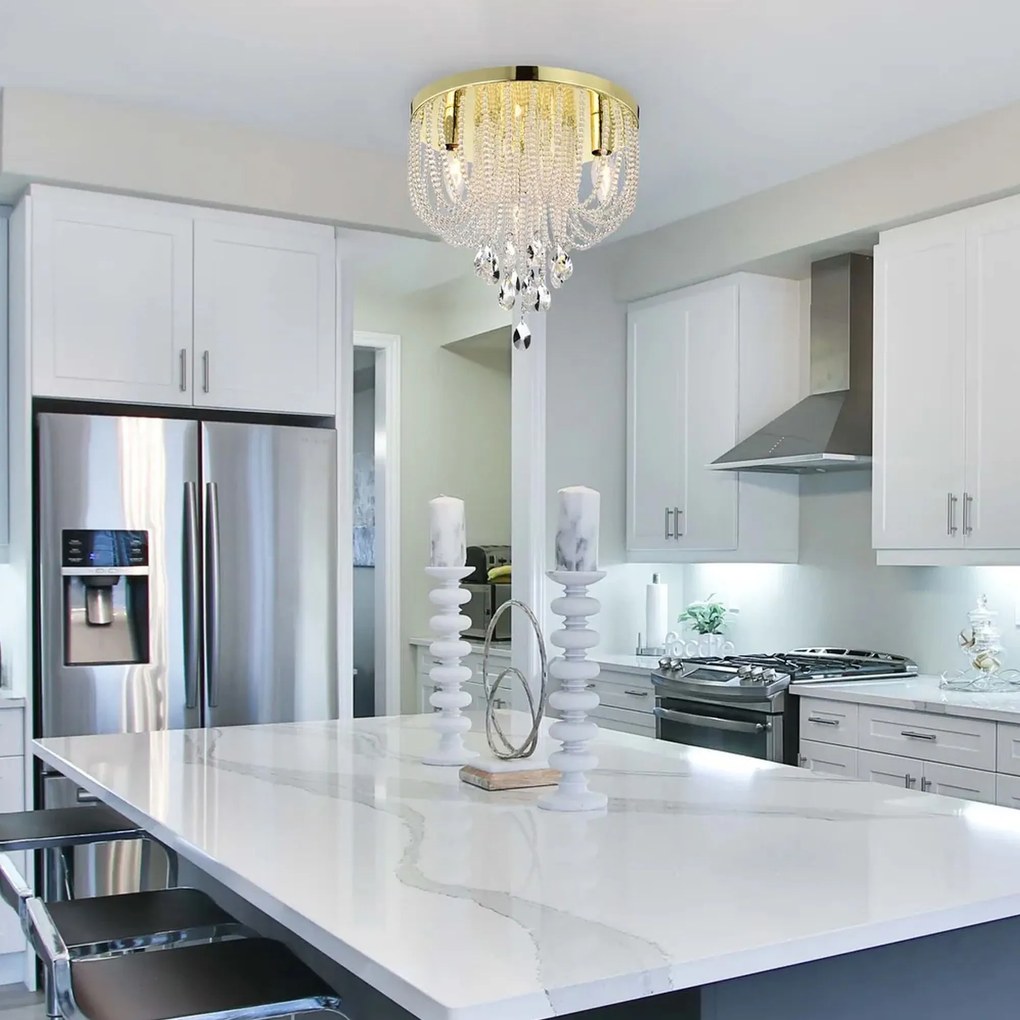 Toolight Toolight, krištáľové stropné svietidlo 3xE14, APP1625-3C, zlatá, OSW-04128