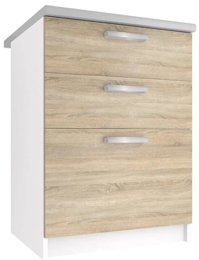 Kuchynská skrinka Belini spodná so zásuvkami 60 cm dub sonoma s pracovnou doskou TOR SDSZ60/1/WT/DS/0/T