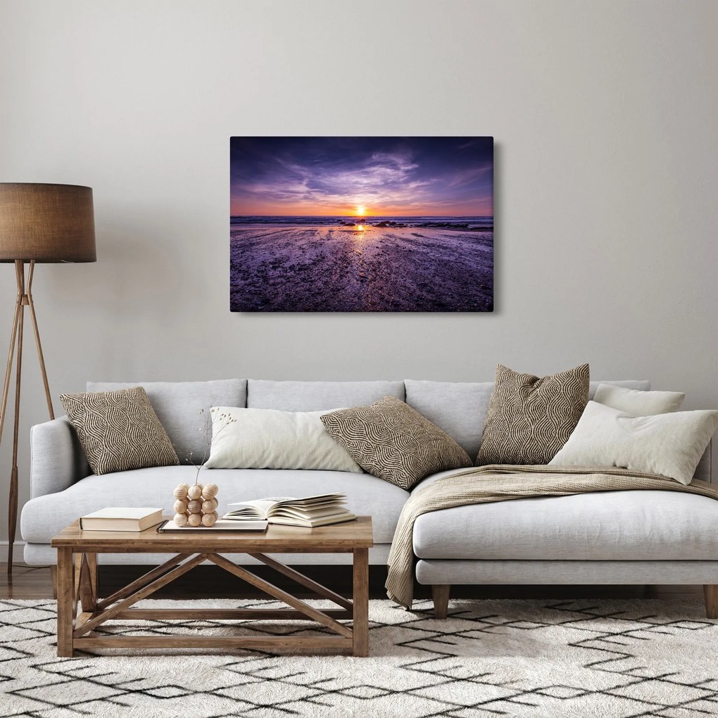 Obraz pláže - západ slnka (90x60 cm)