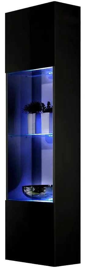 Vitrína Fly 42+Sklo čierna +LED