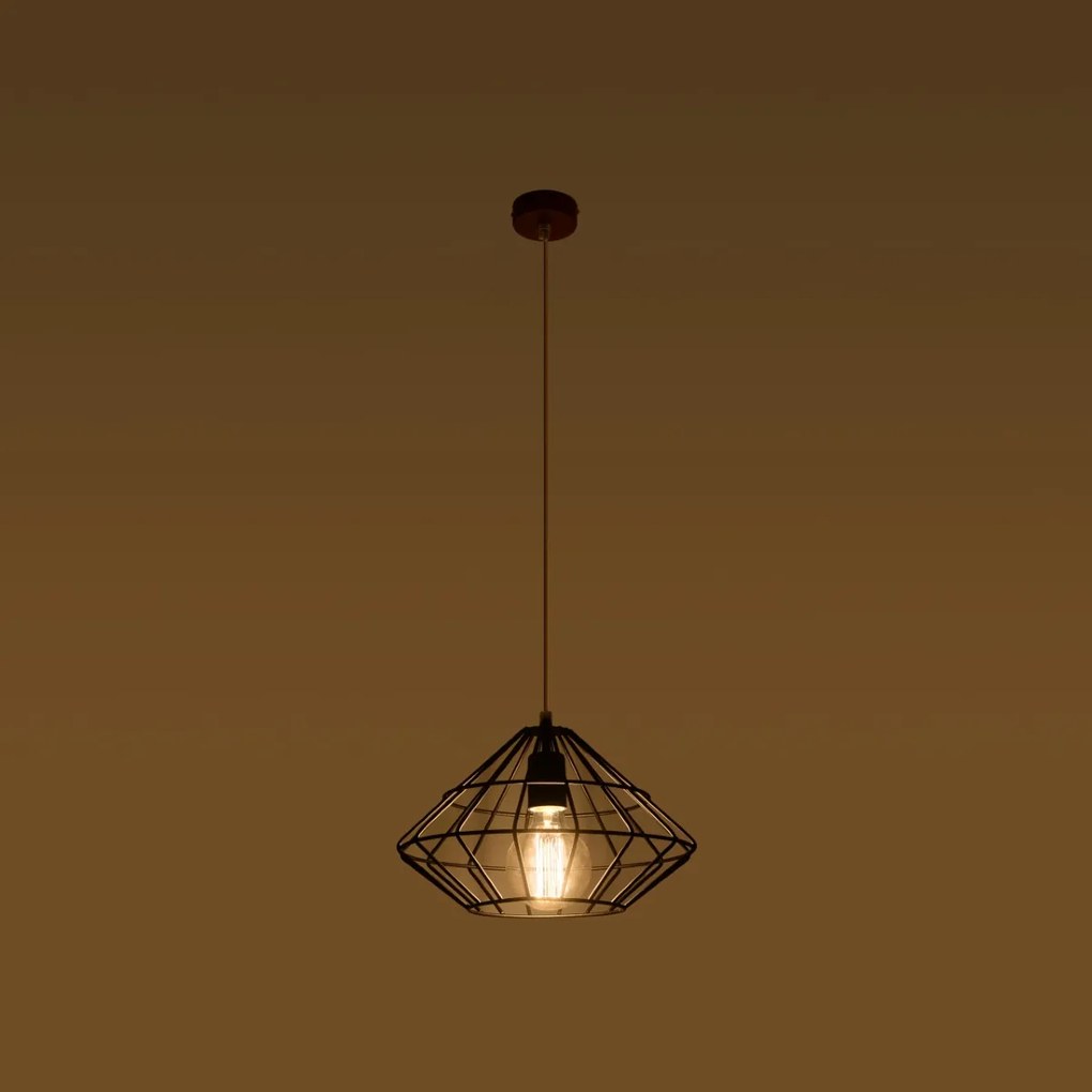 Závesné svietidlo Umberto, 1x čierne drôtené tienidlo