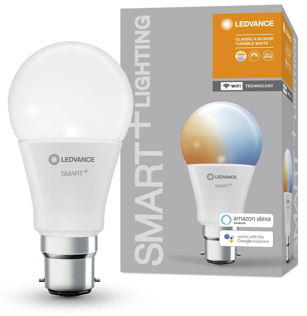 LEDVANCE Inteligentná LED žiarovka SMART+ WIFI, B22d, A60, 9W, 806lm, 2700-6500K, teplá-studená biela