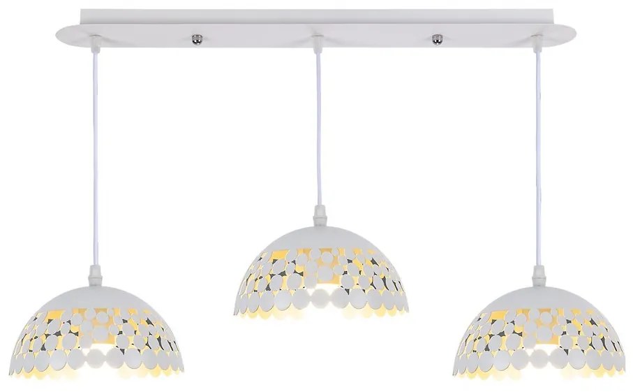 Závesné svietidlo Lisa, 3x biele kovové tienidlo, w