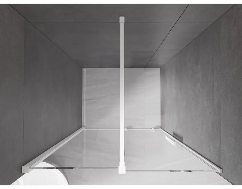 Mexen Velar, posuvné dvere do otvoru 100x200 cm, 8mm číre sklo, biely profil, 871-100-000-01-20