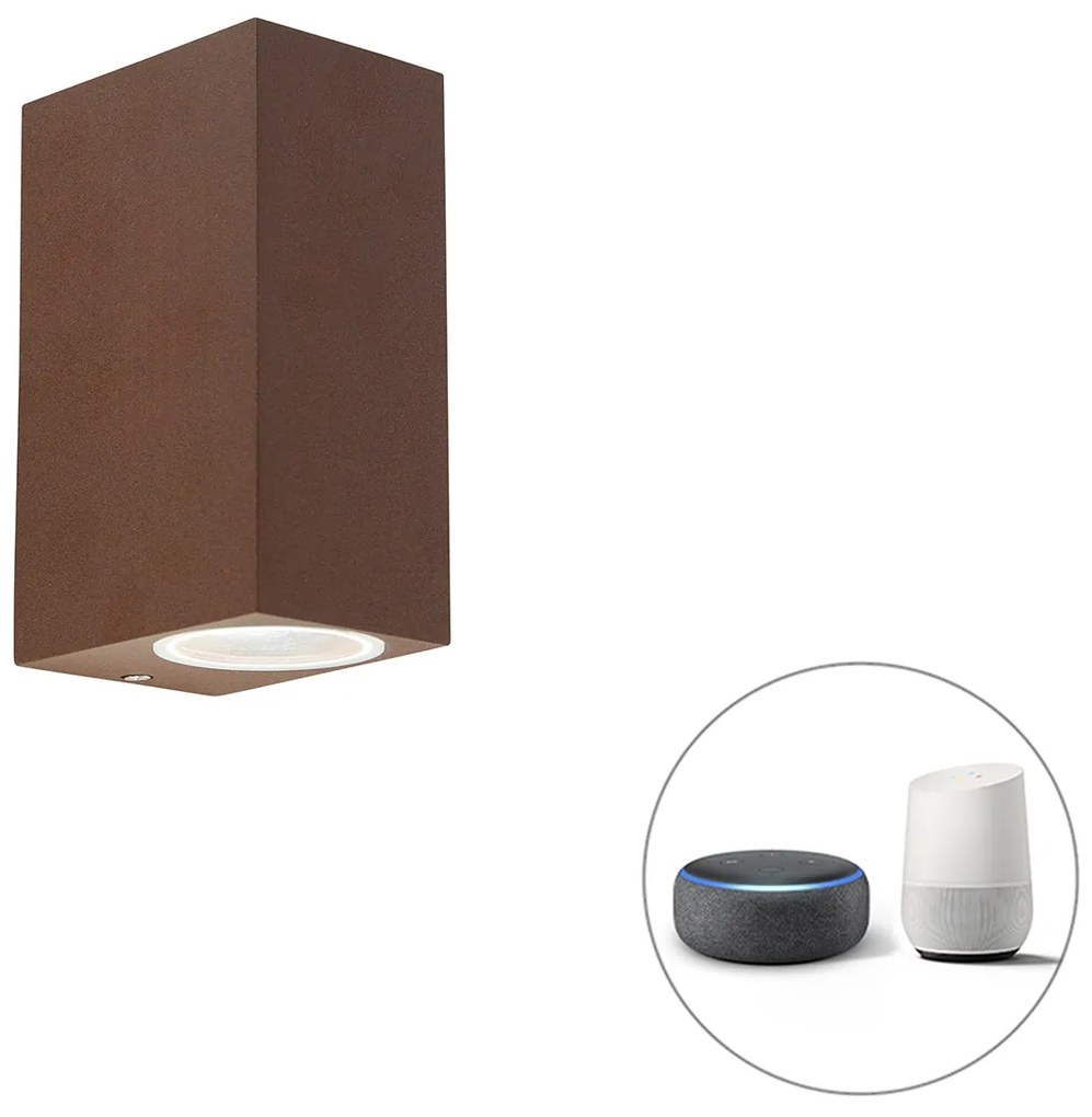 Inteligentná nástenná lampa hrdzavohnedá IP44 vrátane 2 wifi GU10 - Baleno