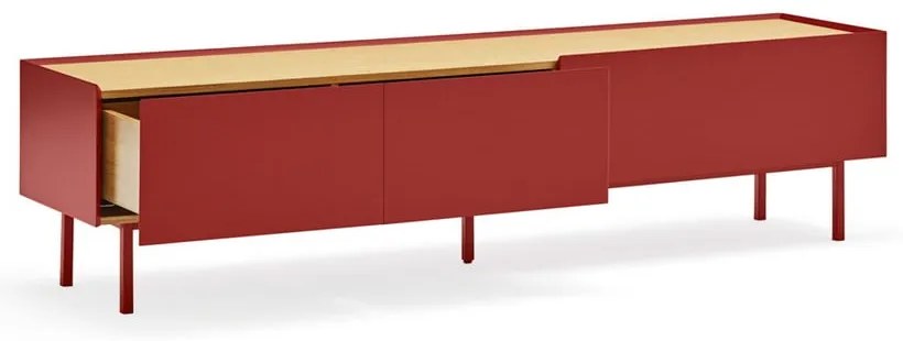 Červený TV stolík v dekore duba 180x45 cm Arista – Teulat