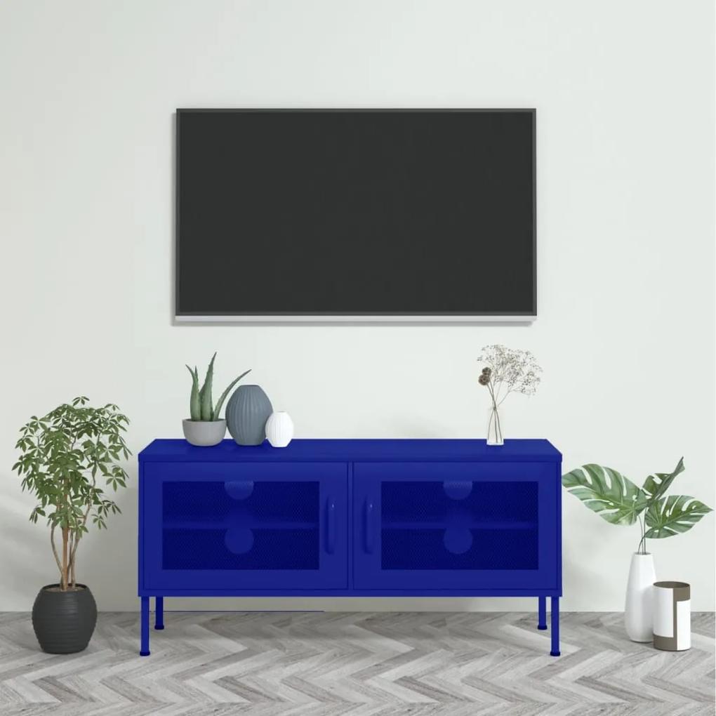 TV skrinka námornícka modrá 105x35x50 cm oceľ 336235