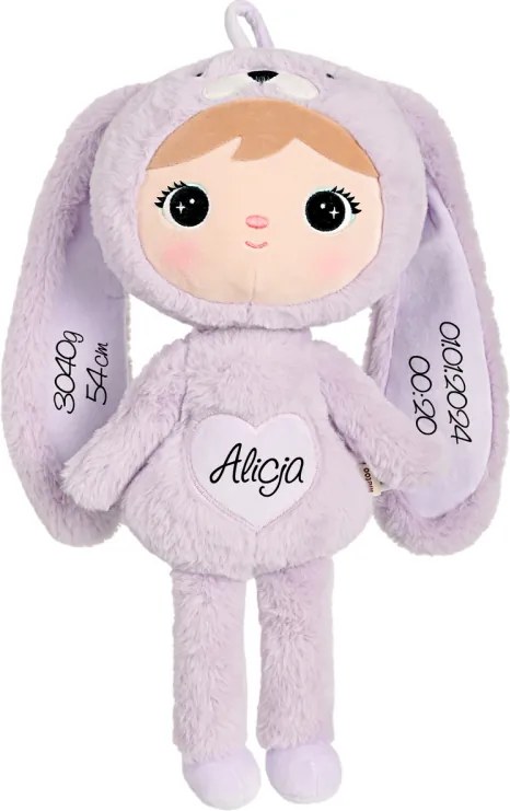 Mojkáčik - Bábika zajačik fialová 48 cm