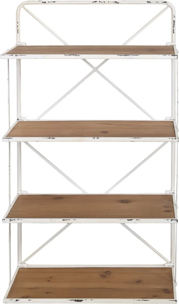 Biely antik kovový nástenný regál so 4 policami Chic Antique – 40*19*73 cm