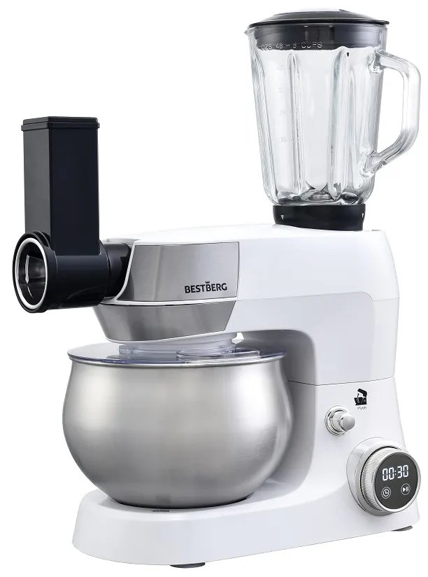 Multifunkčný kuchynský robot BestBerg BBR-1900P / 1900 W / 5 l / 12 rýchlostí / perleťová biela
