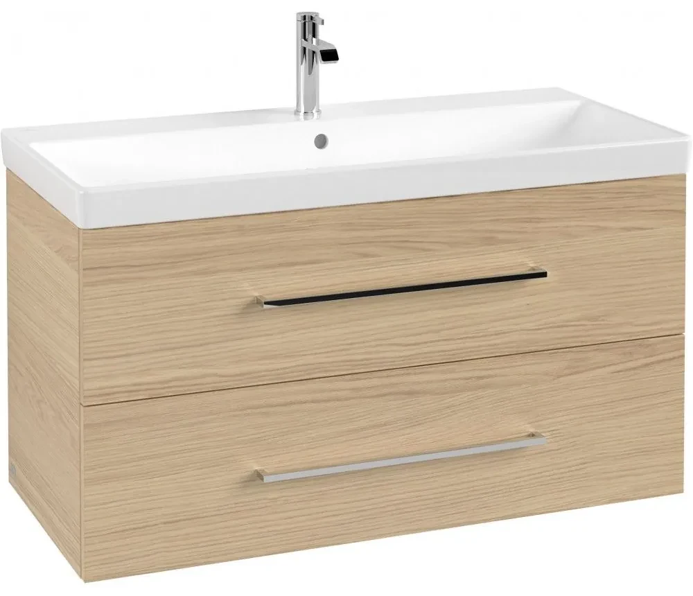 VILLEROY & BOCH Avento závesná skrinka pod umývadlo, 2 zásuvky, 980 x 452 x 514 mm, Nordic Oak, A89200VJ