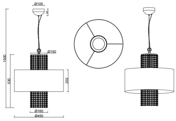 Reality - Luster na lanku KING 3xE14/28W/230V strieborná