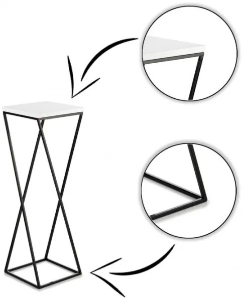 Stojan na kvety LOFT 70x24 cm čierna/biela