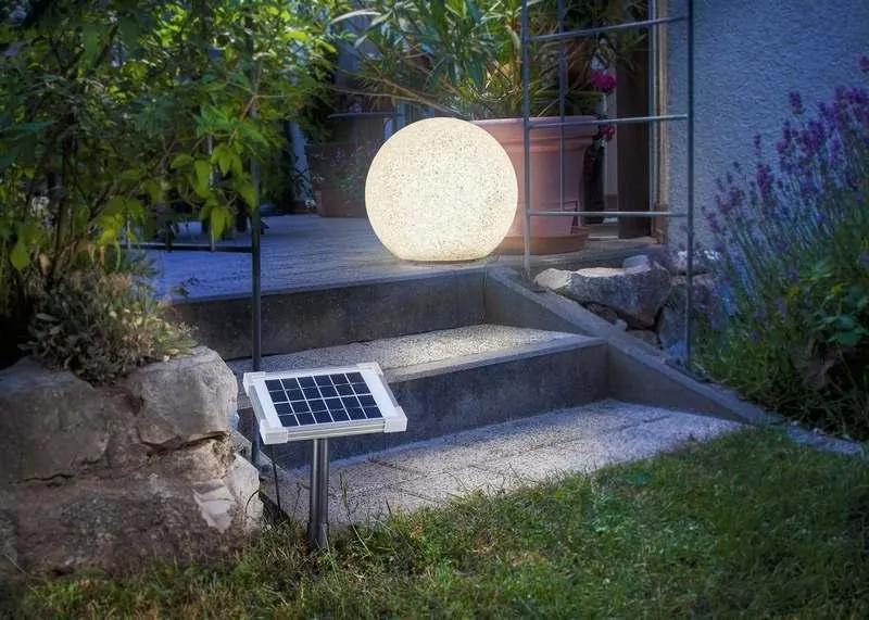 Solárna záhradná guľa 40cm - kamenná