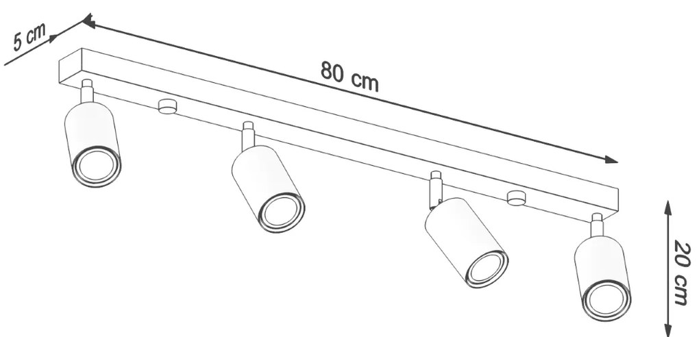 Bodové svietidlo Berg, 4x drevené tienidlo, (možnosť polohovania)