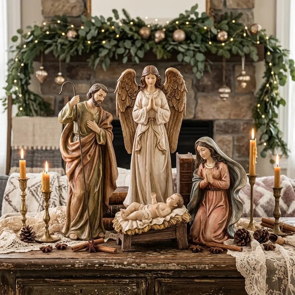 Sada 4ks vianočné dekorácie figúrka Betlehem Nativity Scene – 23*12*47 cm