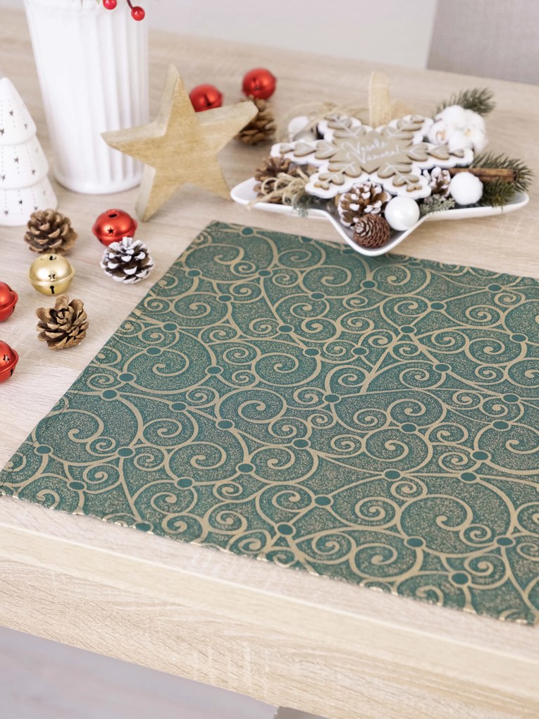 Lurexová Vianočná servítka Štedrovečerná zeleň - 40 × 40 cm