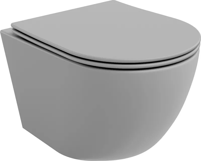 Mexen Lena misa wc Rimless s doskou pomaly spadajúcou slim, duroplast, sivá svetlá mat - 30224061