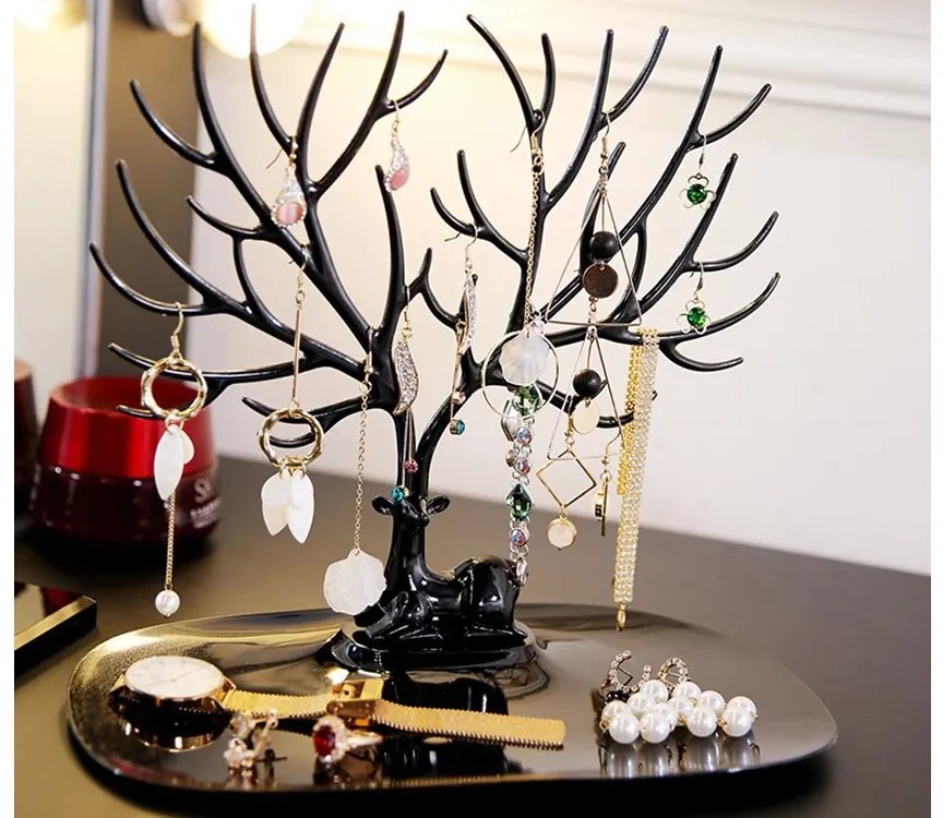 VERK GROUP Organizér a stojan na šperky, šperkovnice, JELEN - ČERNÝ