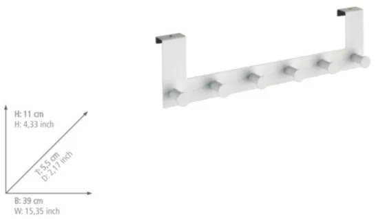 WENKO 23724100-Vešiak CELANO 39x11 cm biely