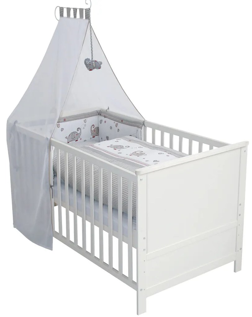 roba Detská postieľka s príslušenstvom, 70 x 140 cm (Jumbo Twins, sivá) (100340992)