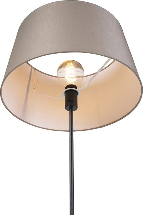 Stojacia lampa čierna s tienidlom z ľanového plátna taupe 45 cm nastaviteľná - Parte