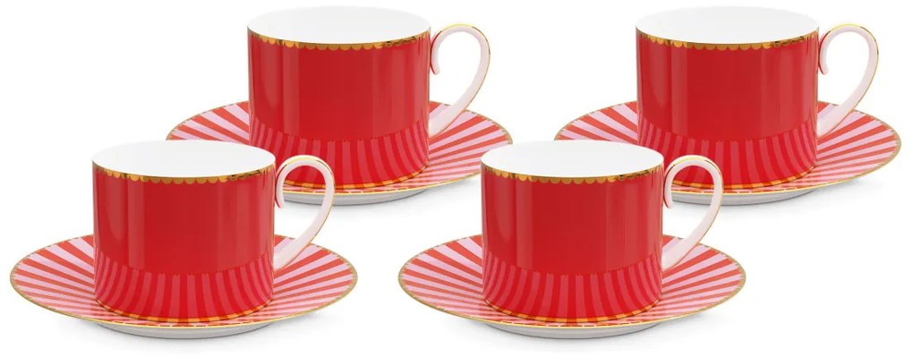 Set 4 espresso hrnčekov 125 ml Love Bird Red