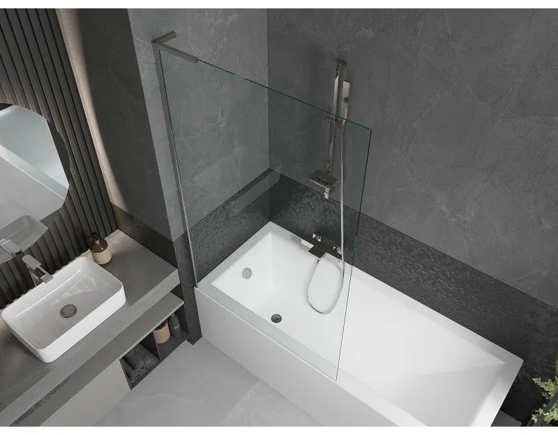 Mexen Next L, 1-krídlová vaňová zástena 100 x 150 cm, 6mm číre sklo, chrómový profil, 895-100-000-03-00-01