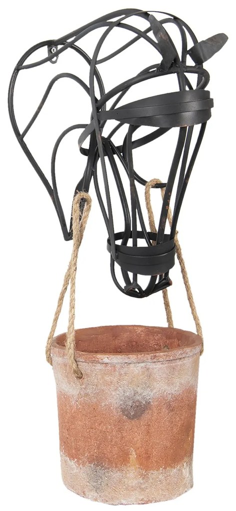 Závesný kvetináč s kovovou hlavou koňa - 37 * 20 * 72 cm