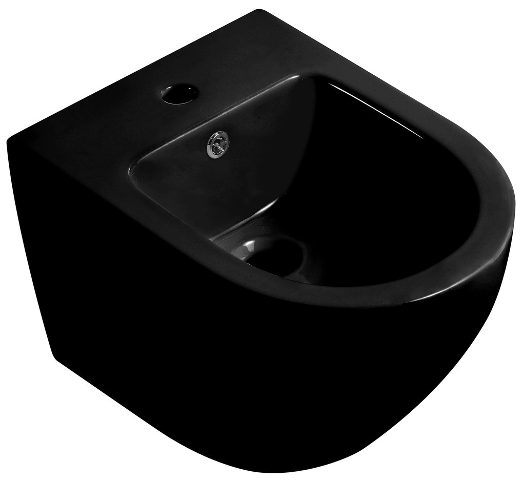 Cerano Fizo, keramický závesný bidet 490x360x370 mm, čierna lesklá, CER-CER-417398