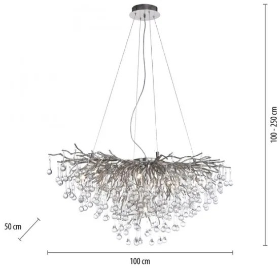 Paul Neuhaus 2192-55 - Luster na lanku ICICLE 10xG9/40W/230V 50x100 cm chróm