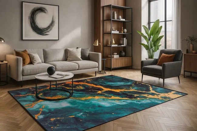 Protišmykový koberec NOVO mramor / malachit