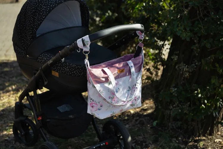 Sensillo Taška na kočík Velvet Kvety Ružová