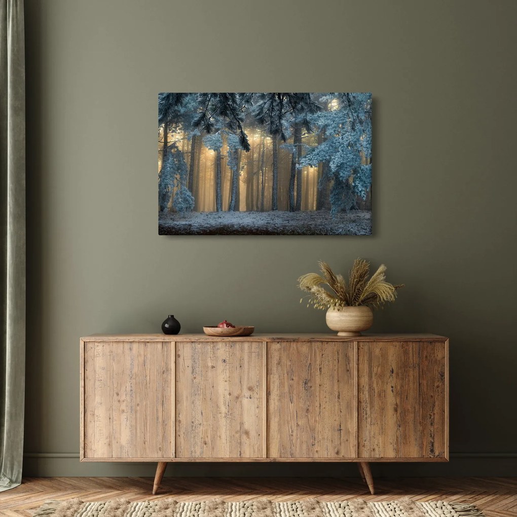 Obraz zasneženého lesa (90x60 cm)