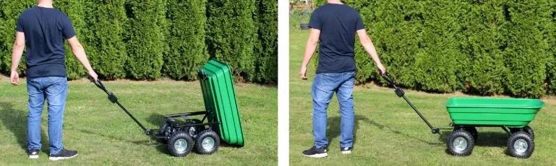 Záhradný dvojfunkčný vozík zelený