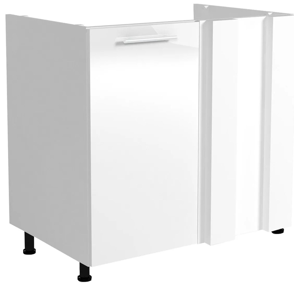 Drezová rohová kuchynská skrinka Vento DKN-100/82 - biela / biely vysoký lesk