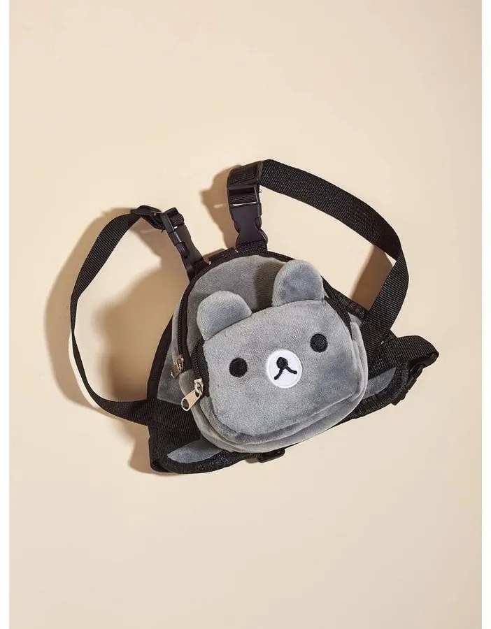 Postroj pre psa s medvedíkovým batôžkom (Sivý)