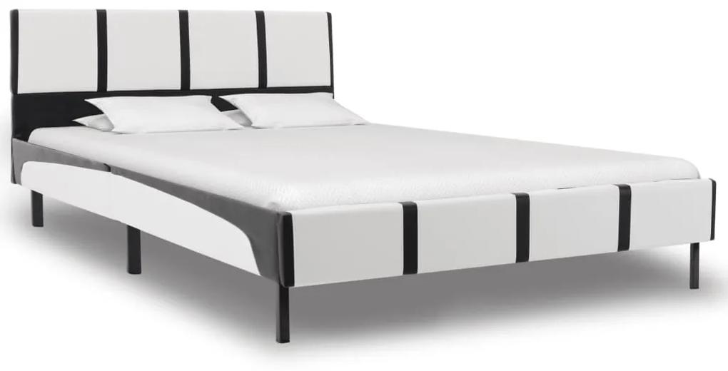 vidaXL Rám postele čierno -biely umelá koža 120x200 cm