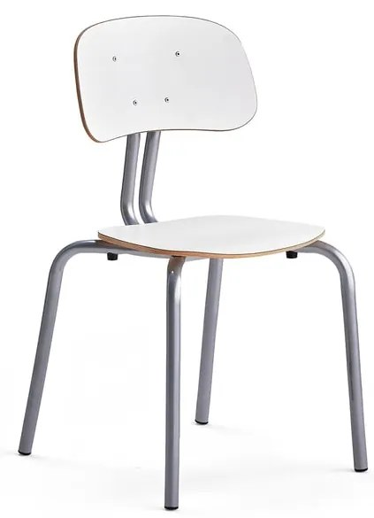 Školská stolička YNGVE, so 4 nohami, strieborná, biela, V 460 mm