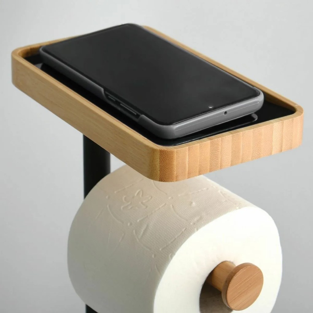 MSV Stojan na toaletný papier so štetkou a držiakom Teiki 20 x 30 x 67 cm, čierna