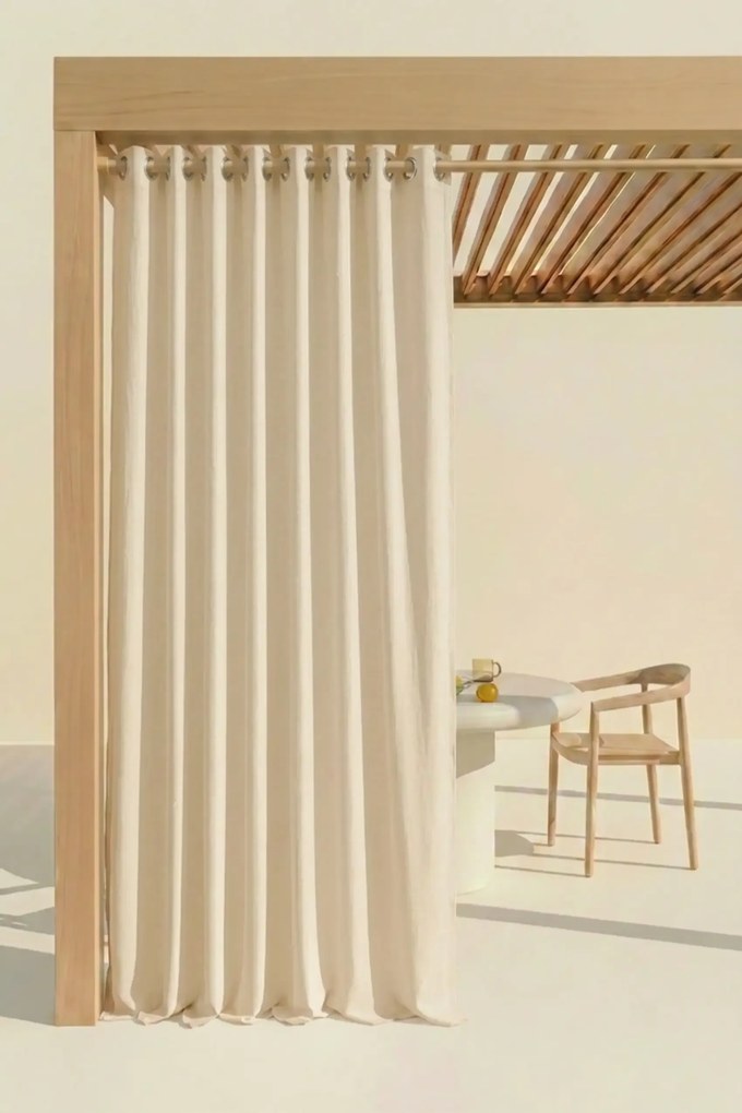 Záves na terasu GAIA s krúžkami svetlobéžový Rozmer: 140x250 cm