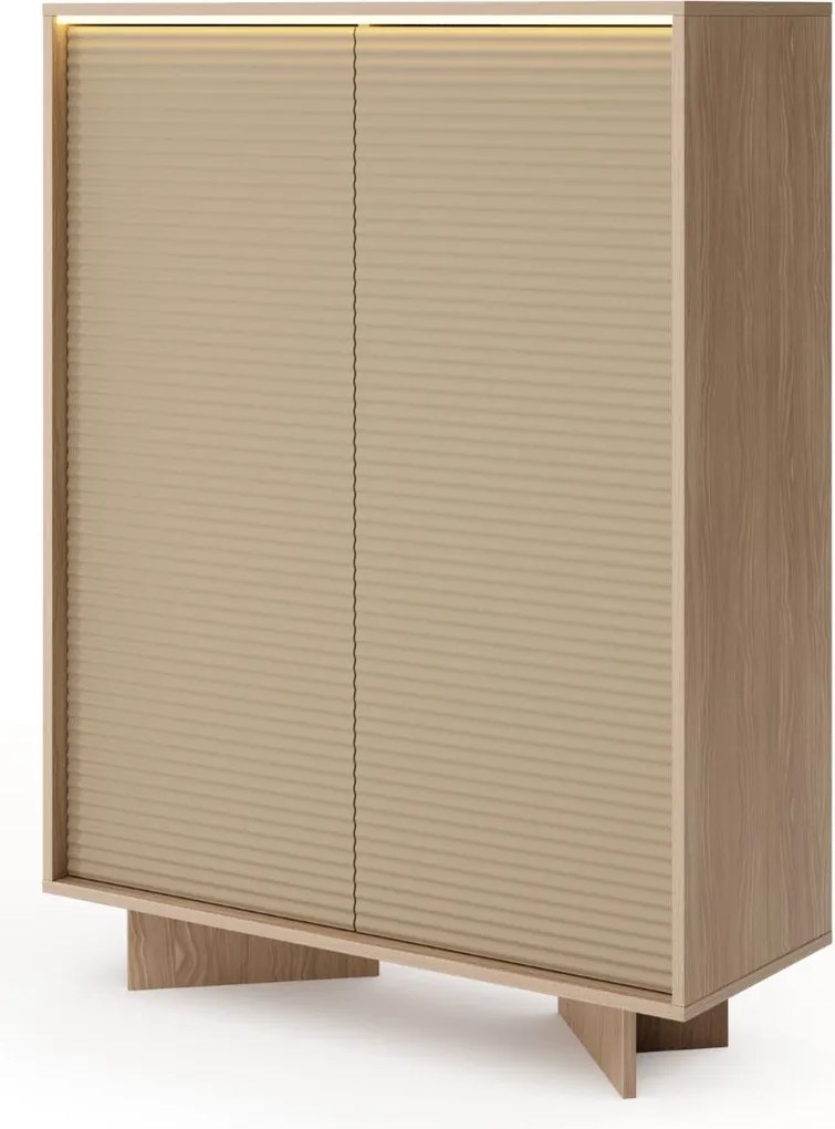 Vysoká komoda Semi A LED cappuccino bolivar naturalny