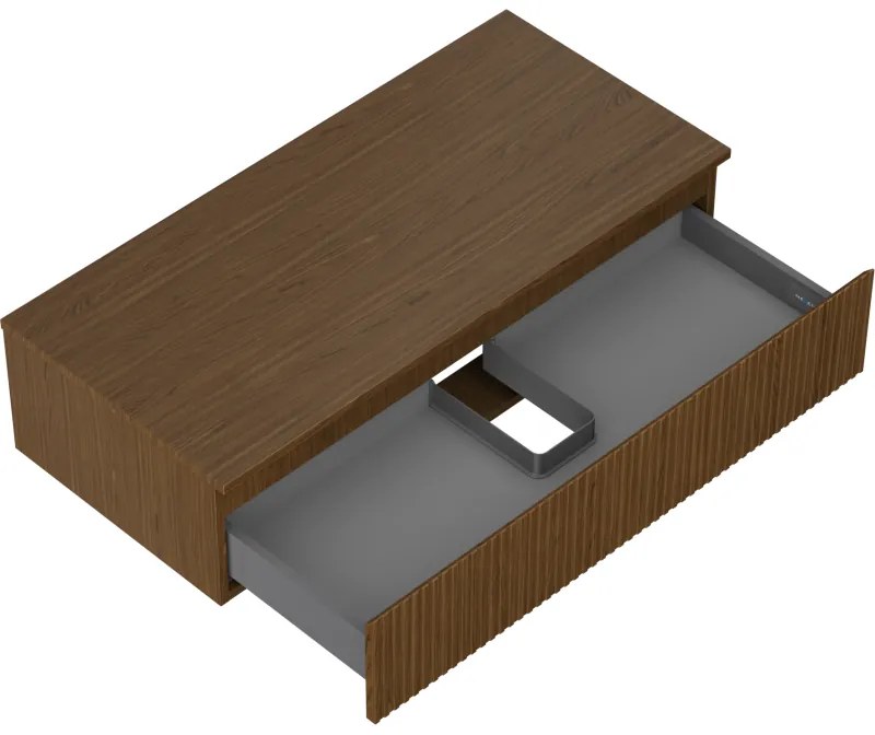 Mexen Rivel, kúpeľňová skrinka 100 cm s hornou časťou, 1 zásuvka, drážkovaná, orech, 91A20-10023-1-BFC86