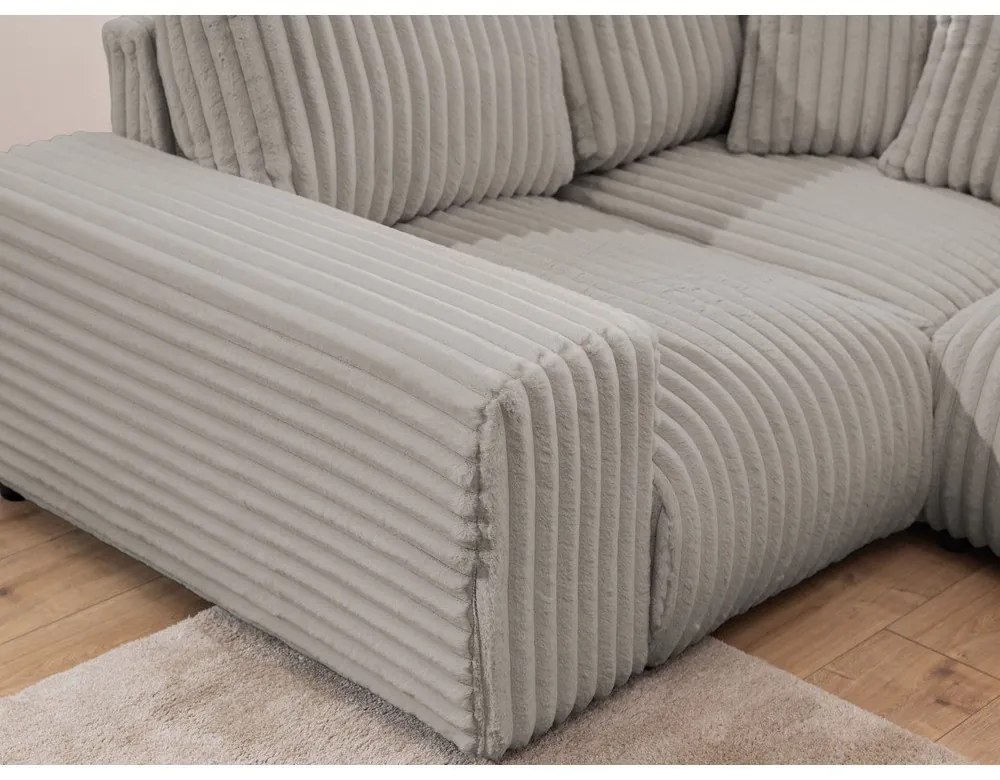 Svetlosivá menčestrová rohová pohovka (ľavý roh/do tvaru "U") Justin – Ropez