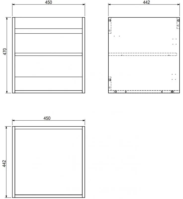 Mexen Box-A, závesná skrinka 45 cm, biela matná, 91AX1-0450-470-1-01